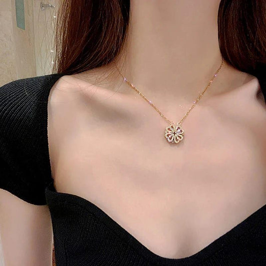 2 in 1 Magnetic Four Leaf clover Necklac